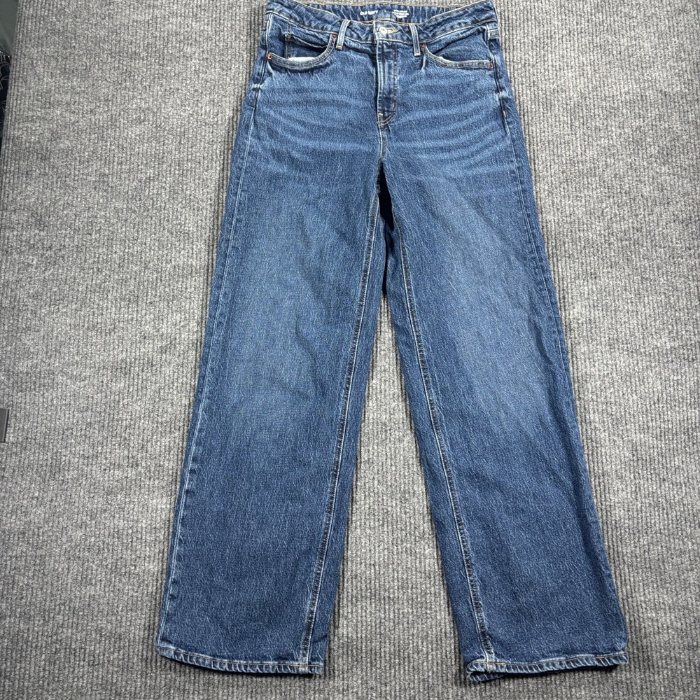 Old Navy Sky-Hi Wide Leg Jeans Women Size 8 Blue Extra High Rise - Picture 2 of 12